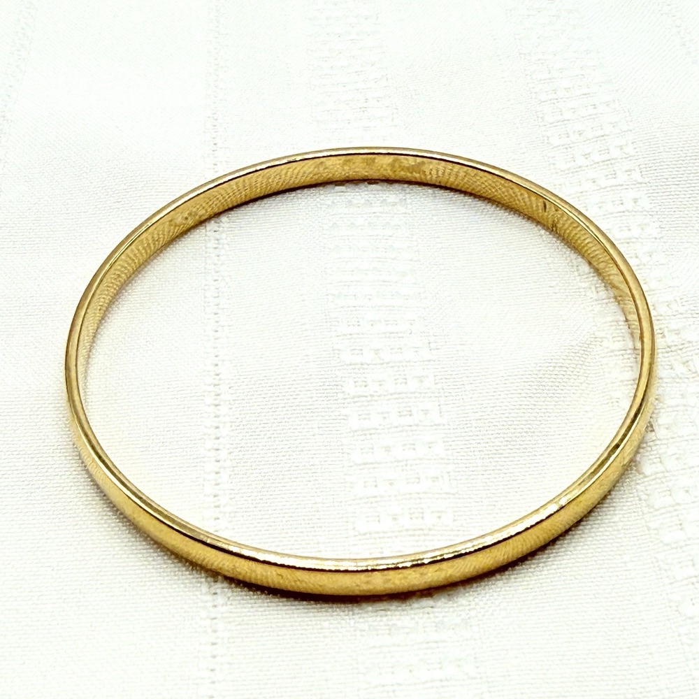 Signed Monet L Gold Tone Polished Slip-On Bangle Bracelet 7"‎ Vintage